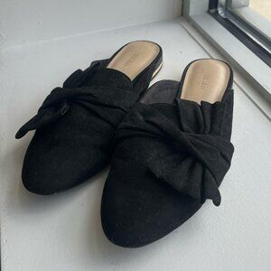 Expression Black Faux Suede Mules